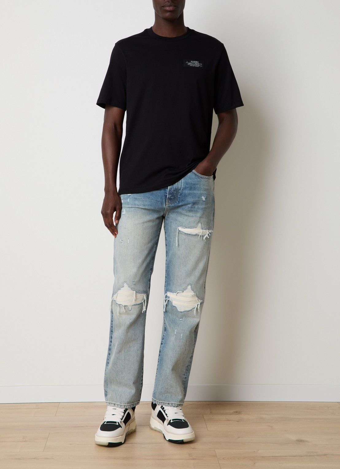 AMIRI Spirit T-shirt met logo- en backprint - voorkant 4 zwart