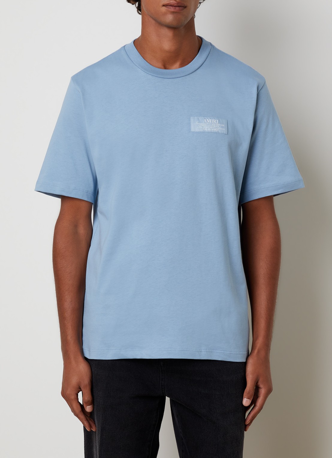 AMIRI Spirit T-shirt met logo- en backprint - achterkant 3 lichtblauw
