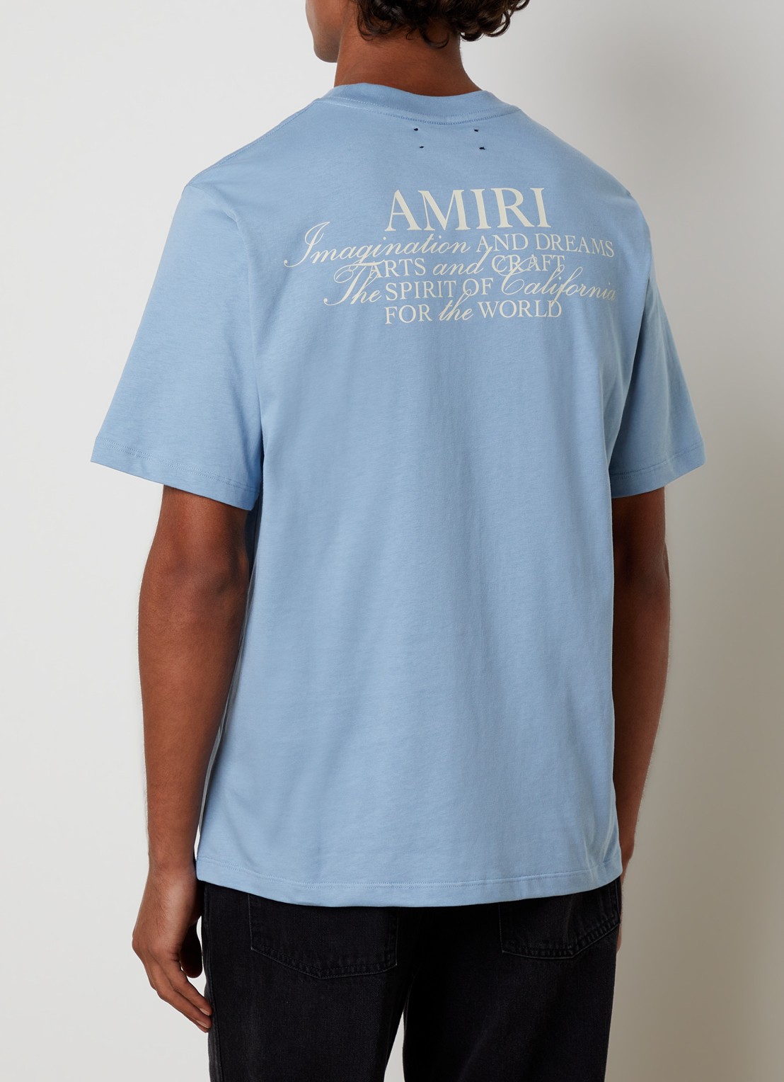 AMIRI Spirit T-shirt met logo- en backprint - detail lichtblauw