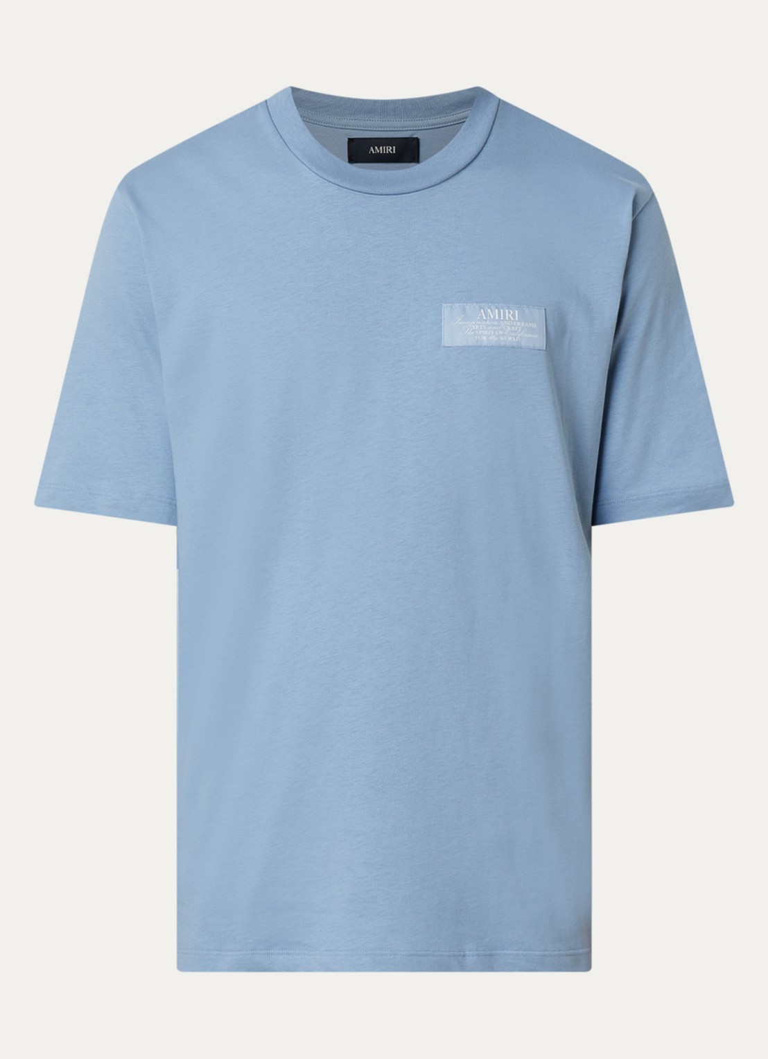 AMIRI Spirit T-shirt met logo- en backprint - voorkant 4 lichtblauw