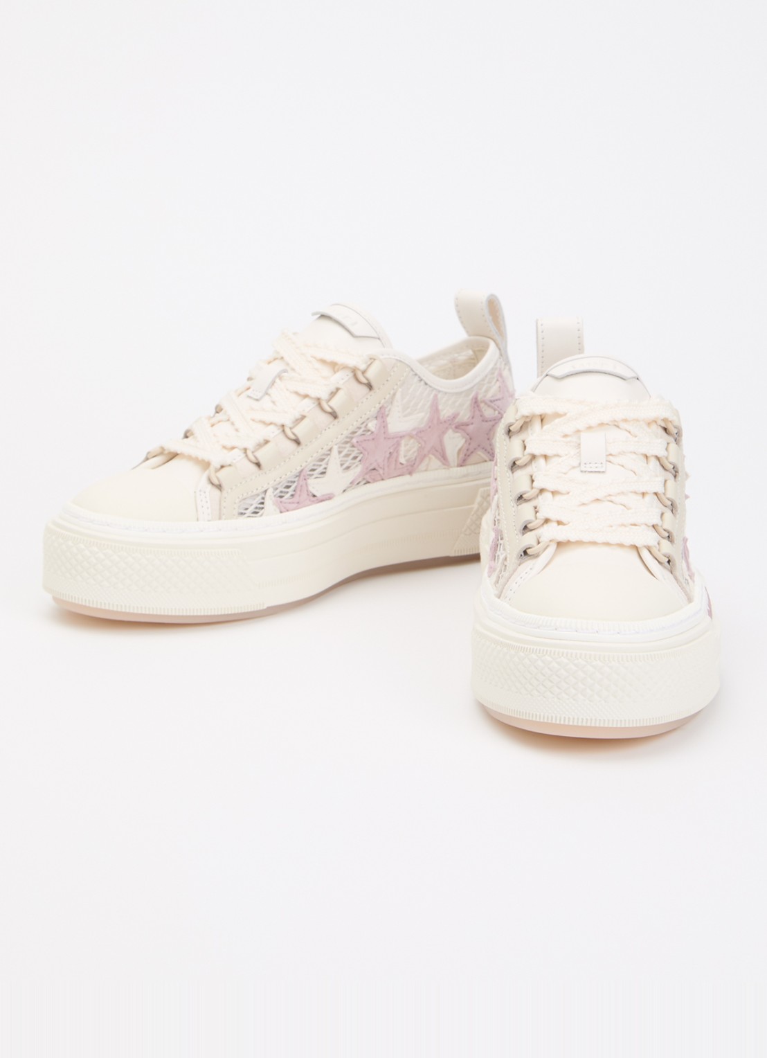 AMIRI Stars Court sneaker van leer met mesh details - detail 2 beige