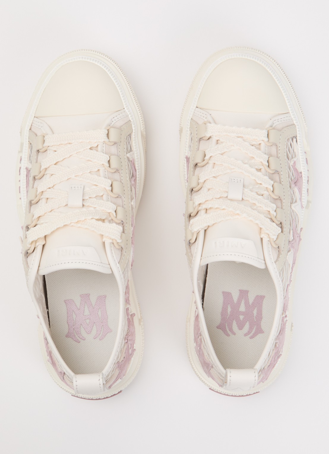 AMIRI Stars Court sneaker van leer met mesh details - detail 3 beige