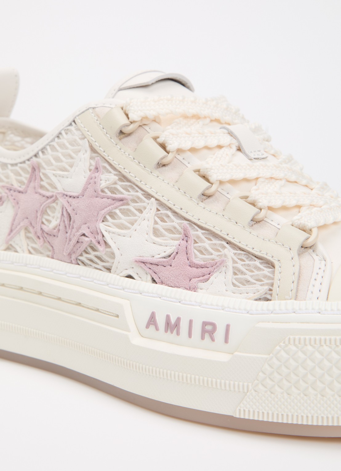 AMIRI Stars Court sneaker van leer met mesh details - detail 5 beige