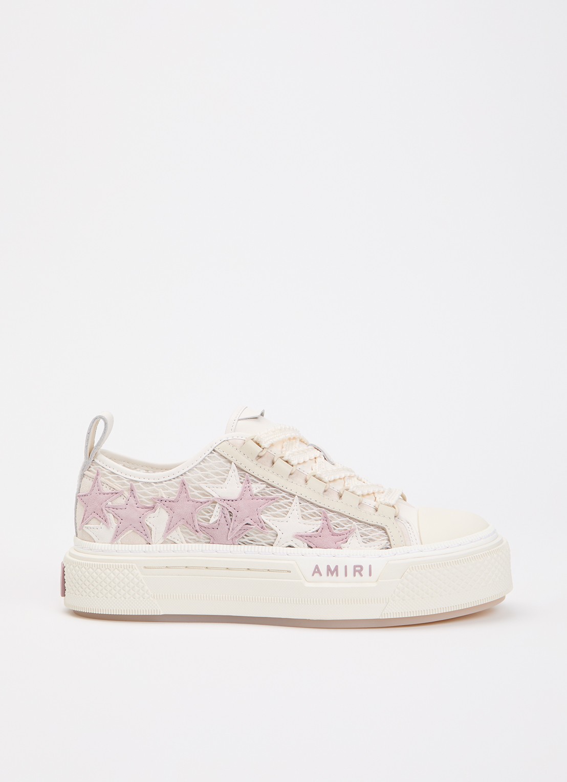AMIRI Stars Court sneaker van leer met mesh details - voorkant 6 beige