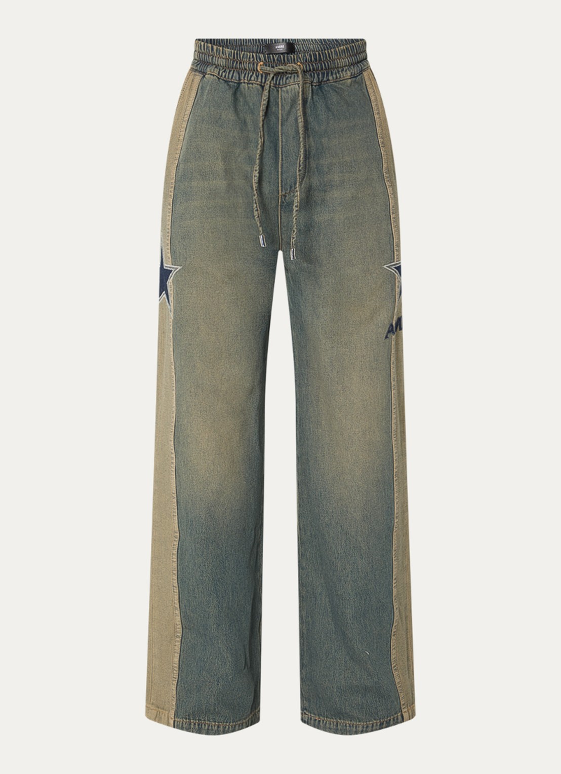 AMIRI Straight fit broek van chambray met borduring - voorkant 5 indigo