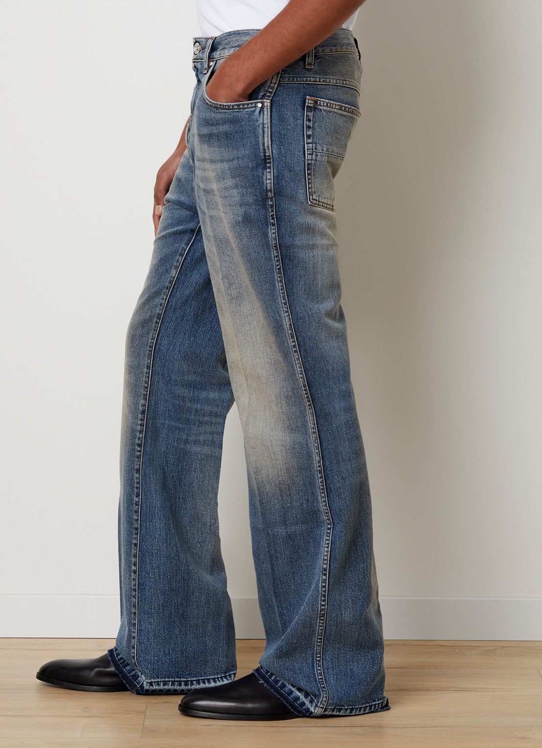 AMIRI Straight leg jeans met verwassen afwerking - detail 3 indigo
