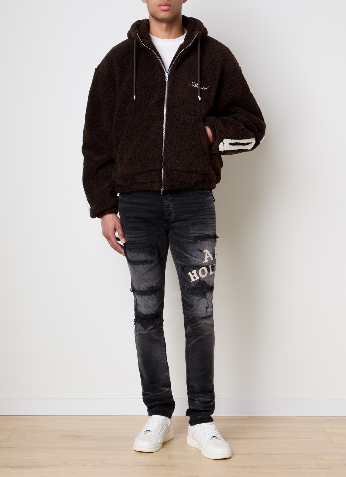 AMIRI Sweatvest met logo en steekzakken - voorkant 2 donkerbruin