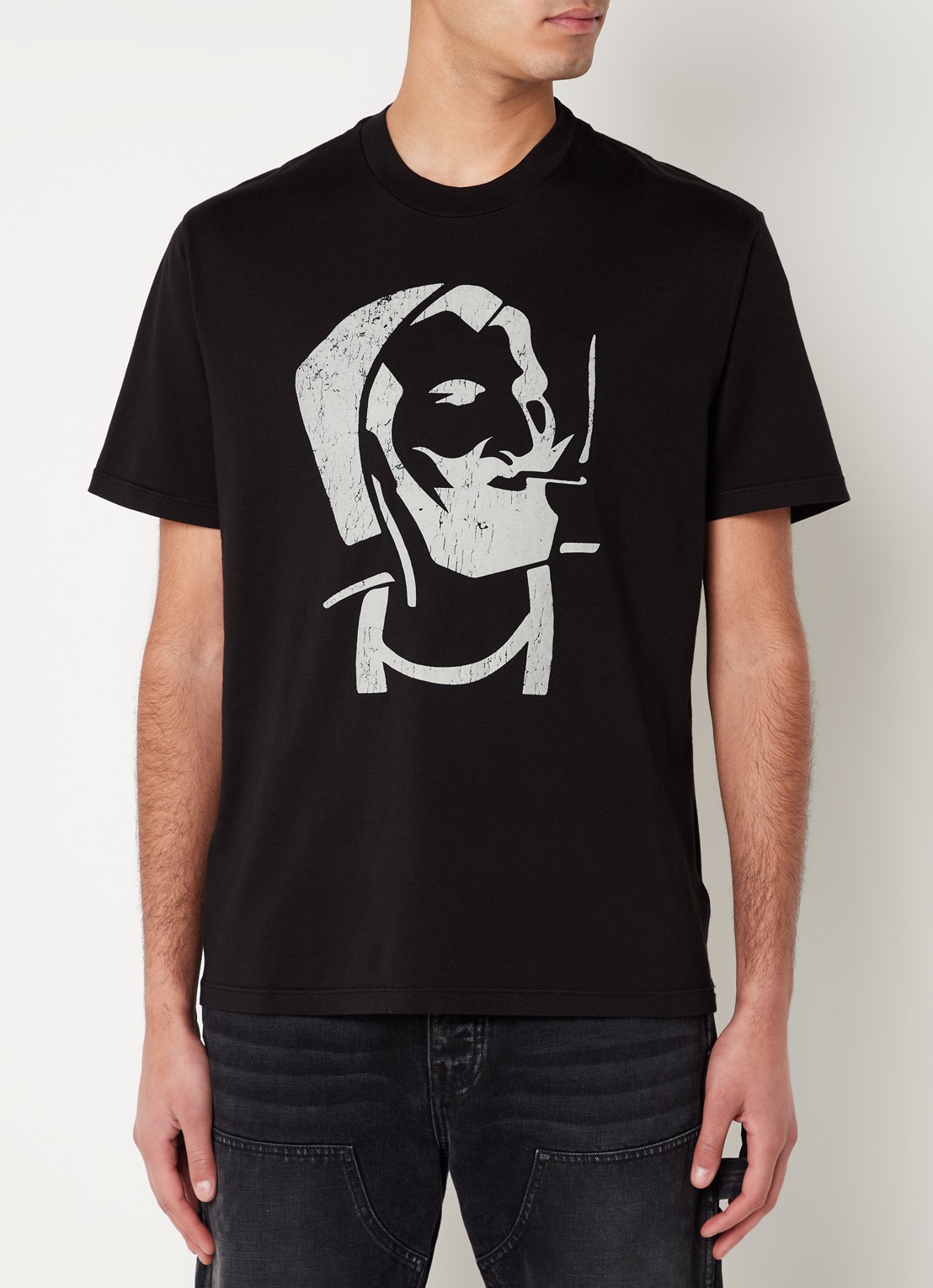 AMIRI Zig Zag Crackle T shirt Met Front En Backprint Zwart De 