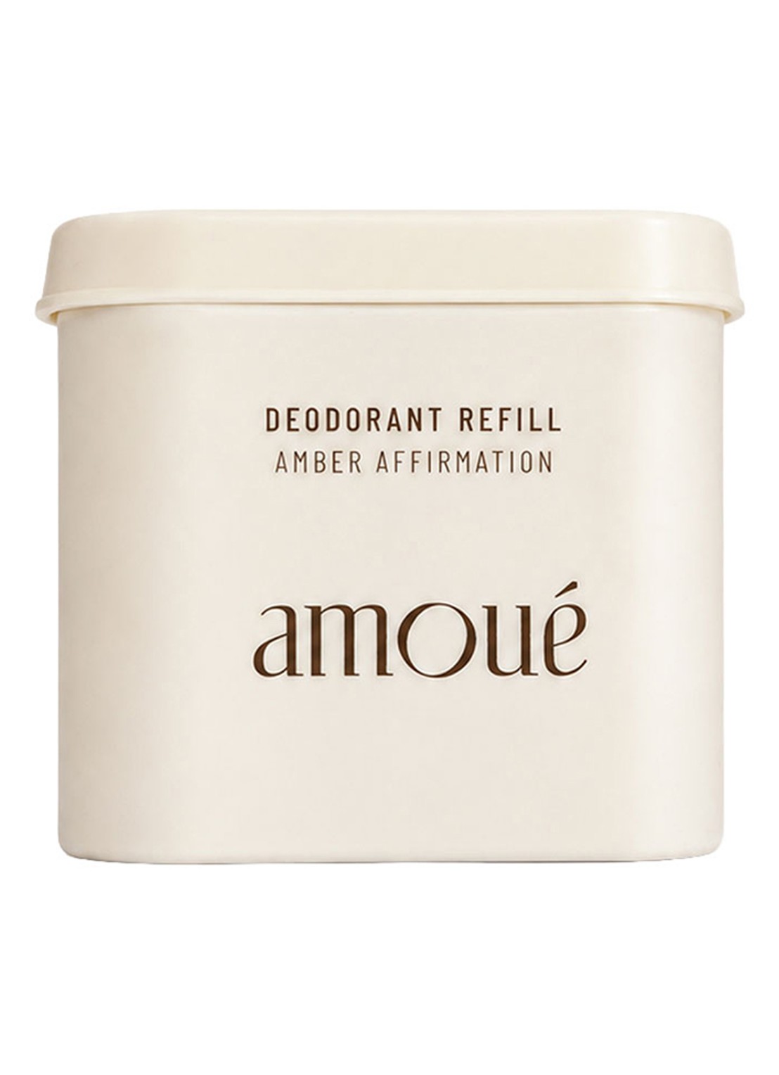 Amoué Refill Santal Skin Aluminium-Free Cooling Deodorant - aluminiumvrije deodorant navulling - voorkant amber affirmation