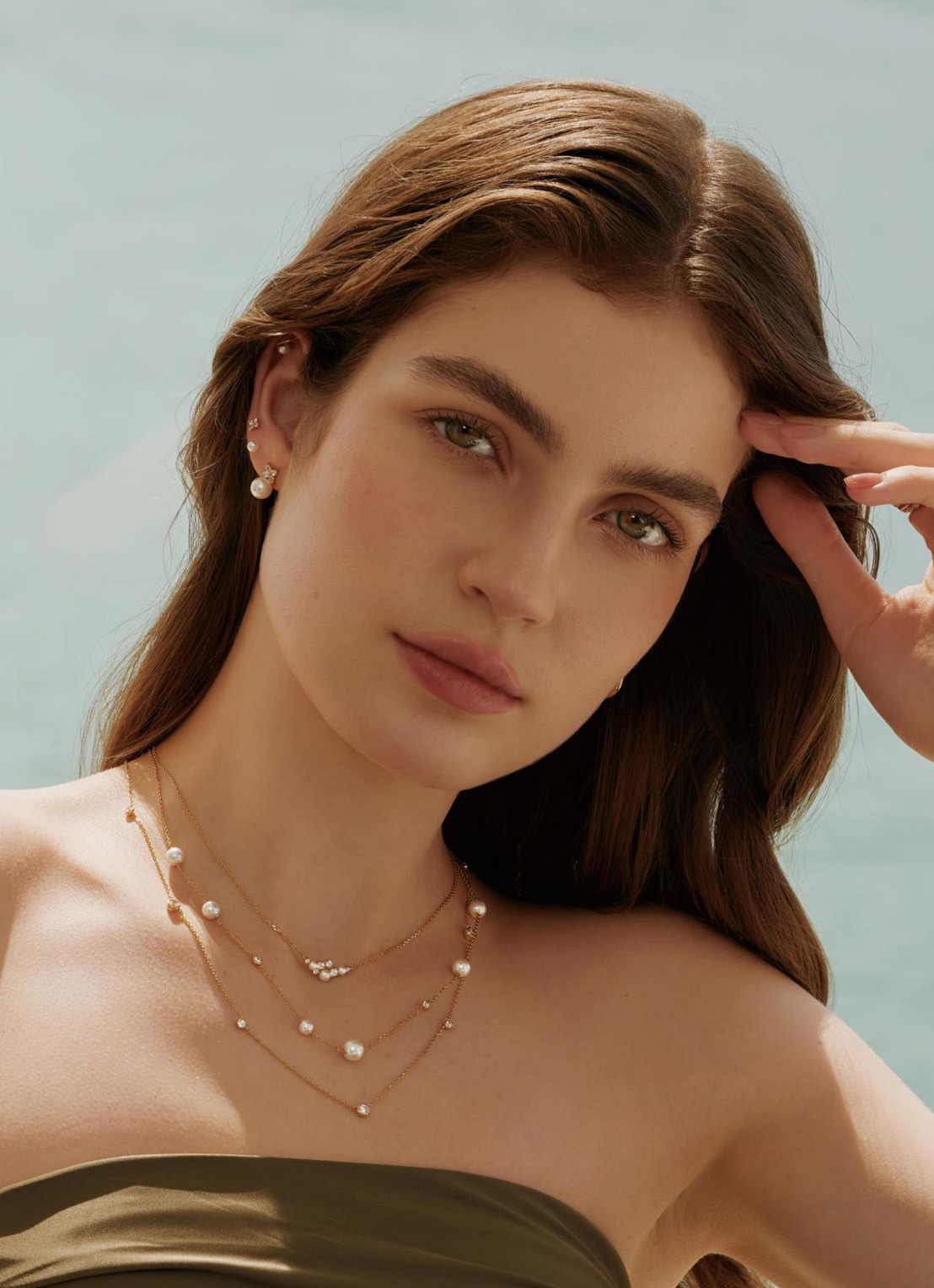 Ania Haie Asymmetric Pearl ketting verguld - voorkant 2 goud