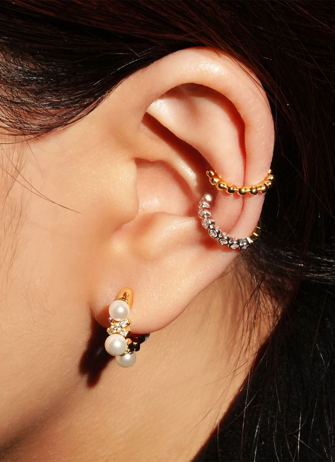 Ania Haie Beaded ear cuff verguld - voorkant 2 goud