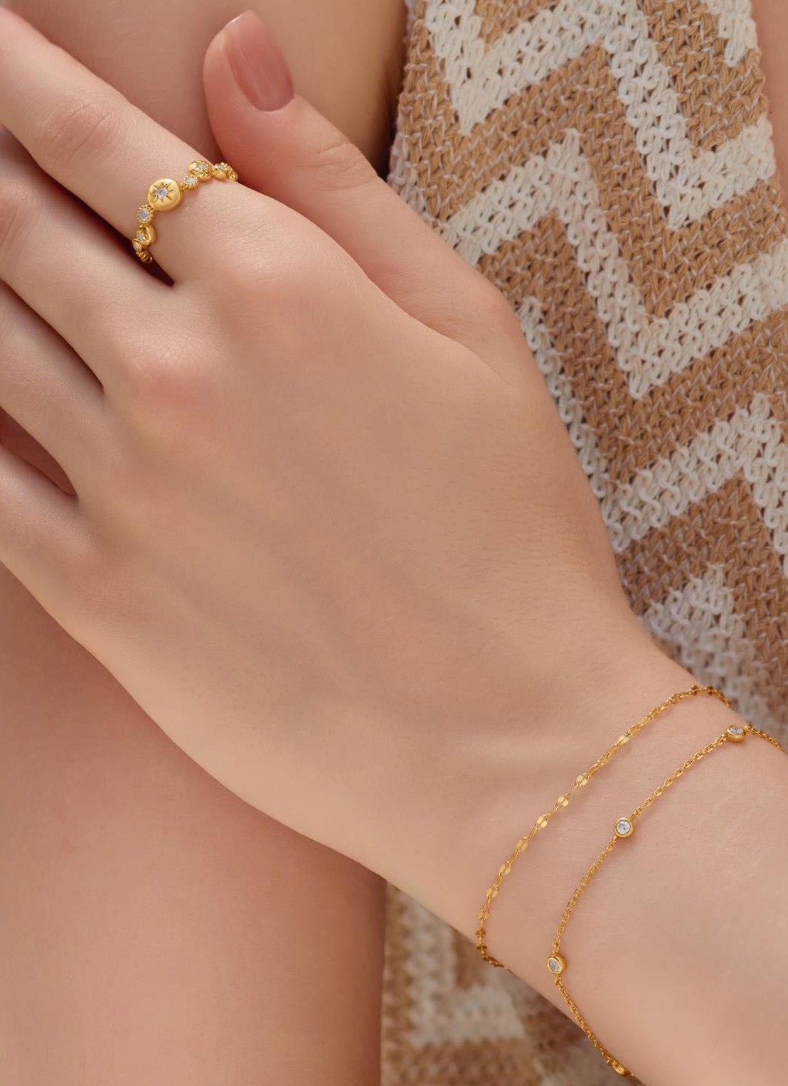 Ania Haie Classic Station armband S verguld - voorkant 2 goud