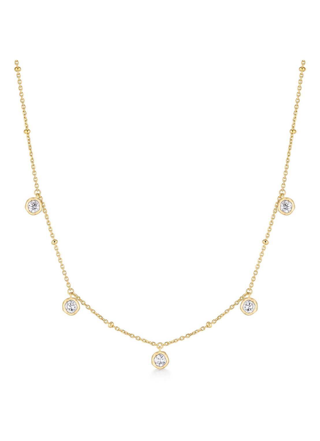 Ania Haie Droplet Station ketting S verguld  - voorkant goud