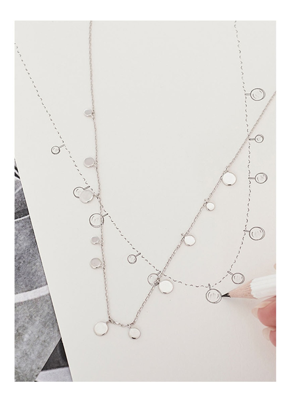 Ania Haie Geometry Mixed Discs ketting M van zilver - detail 4 zilver