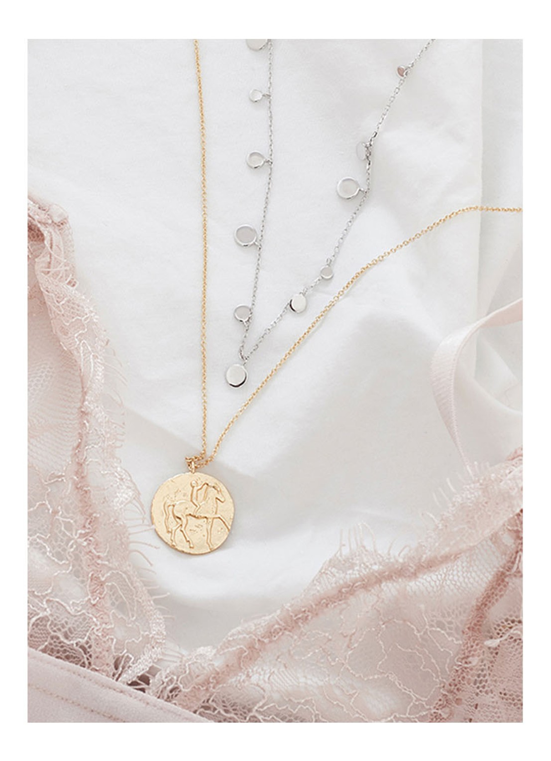 Ania Haie Geometry Mixed Discs ketting M van zilver - voorkant 2 zilver