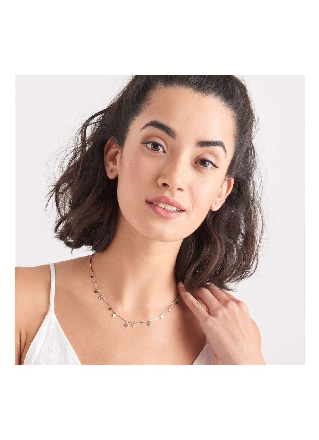 Ania Haie Geometry Mixed Discs ketting M van zilver - detail 6 zilver