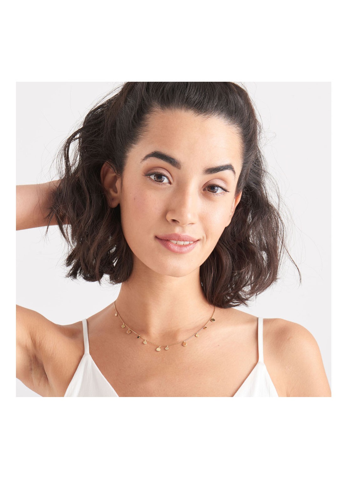 Ania Haie Geometry Mixed Discs ketting M van zilver - detail 2 goud