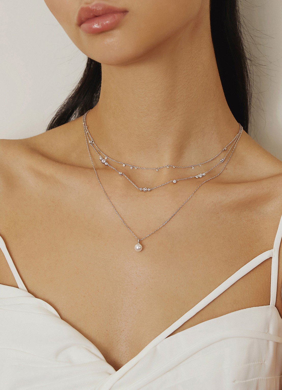 Ania Haie Mini Disc Stacking ketting verguld - voorkant 2 zilver