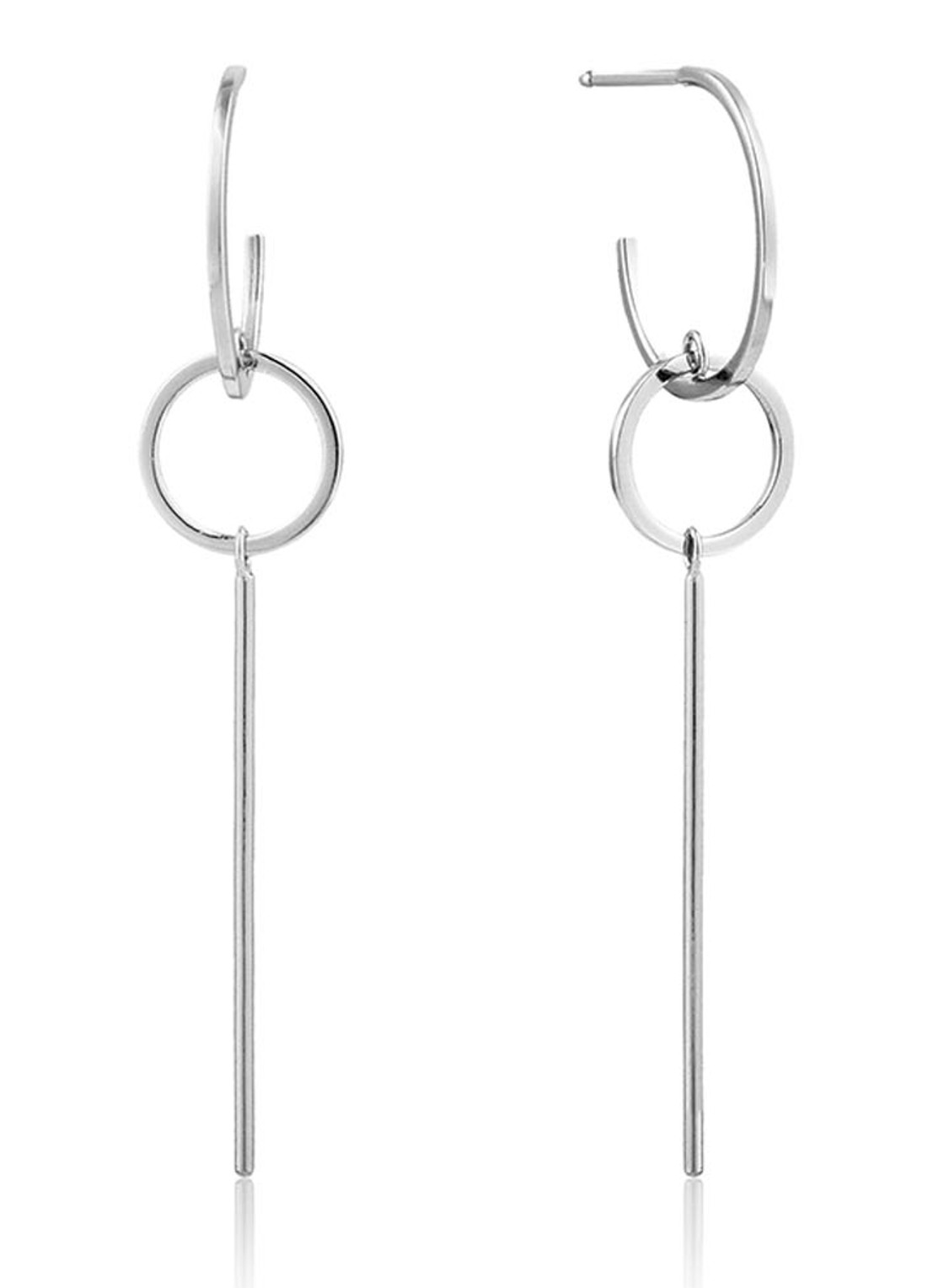 Ania Haie Modern Solid Drop oorringen van zilver - voorkant zilver