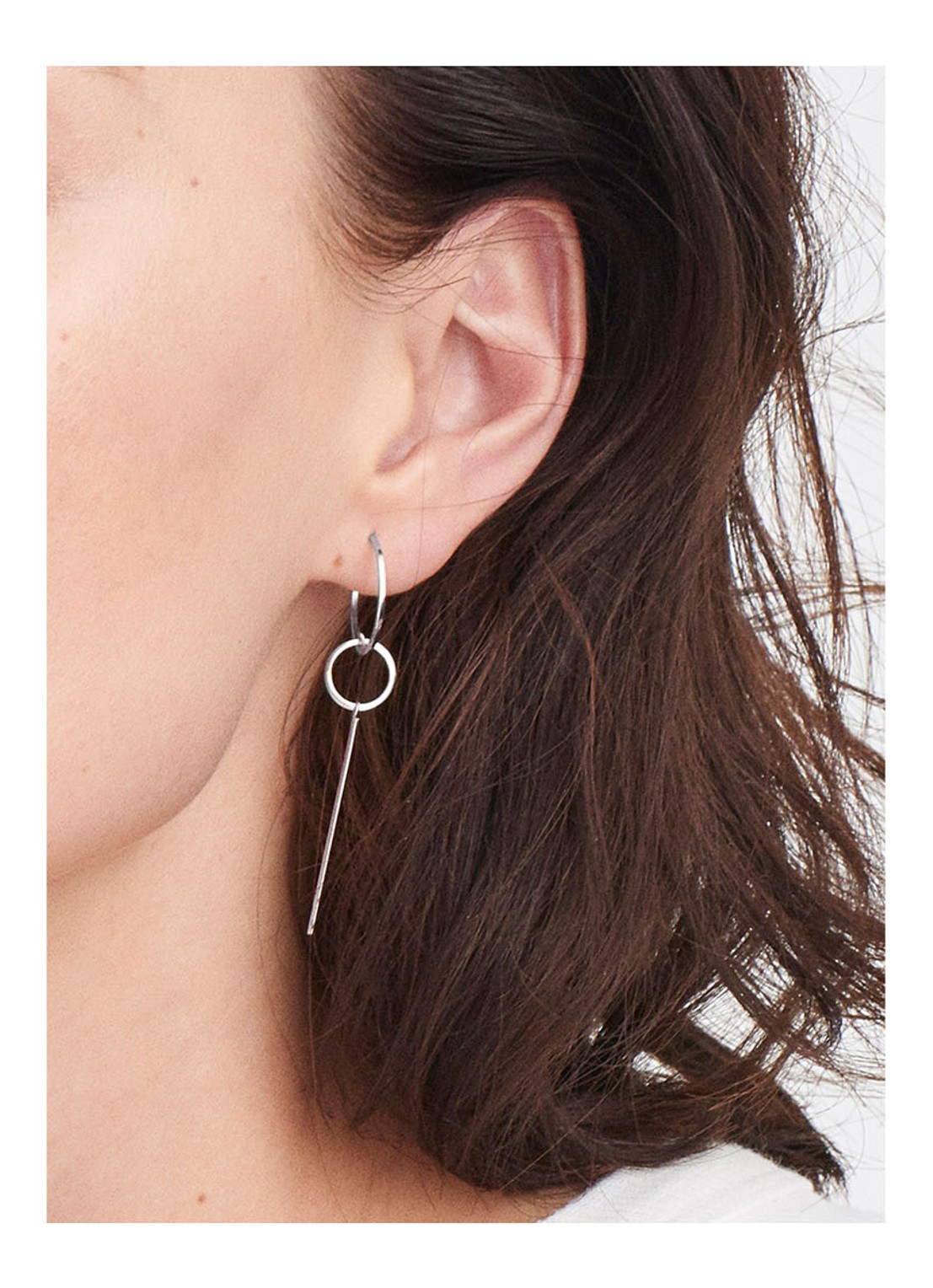 Ania Haie Modern Solid Drop oorringen van zilver - voorkant 2 zilver