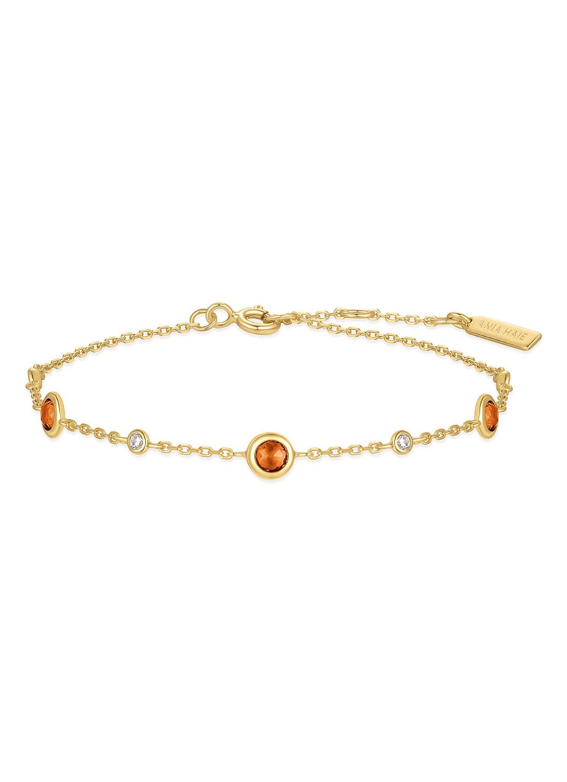 Ania Haie Nano Gem Station armband S verguld - voorkant goud