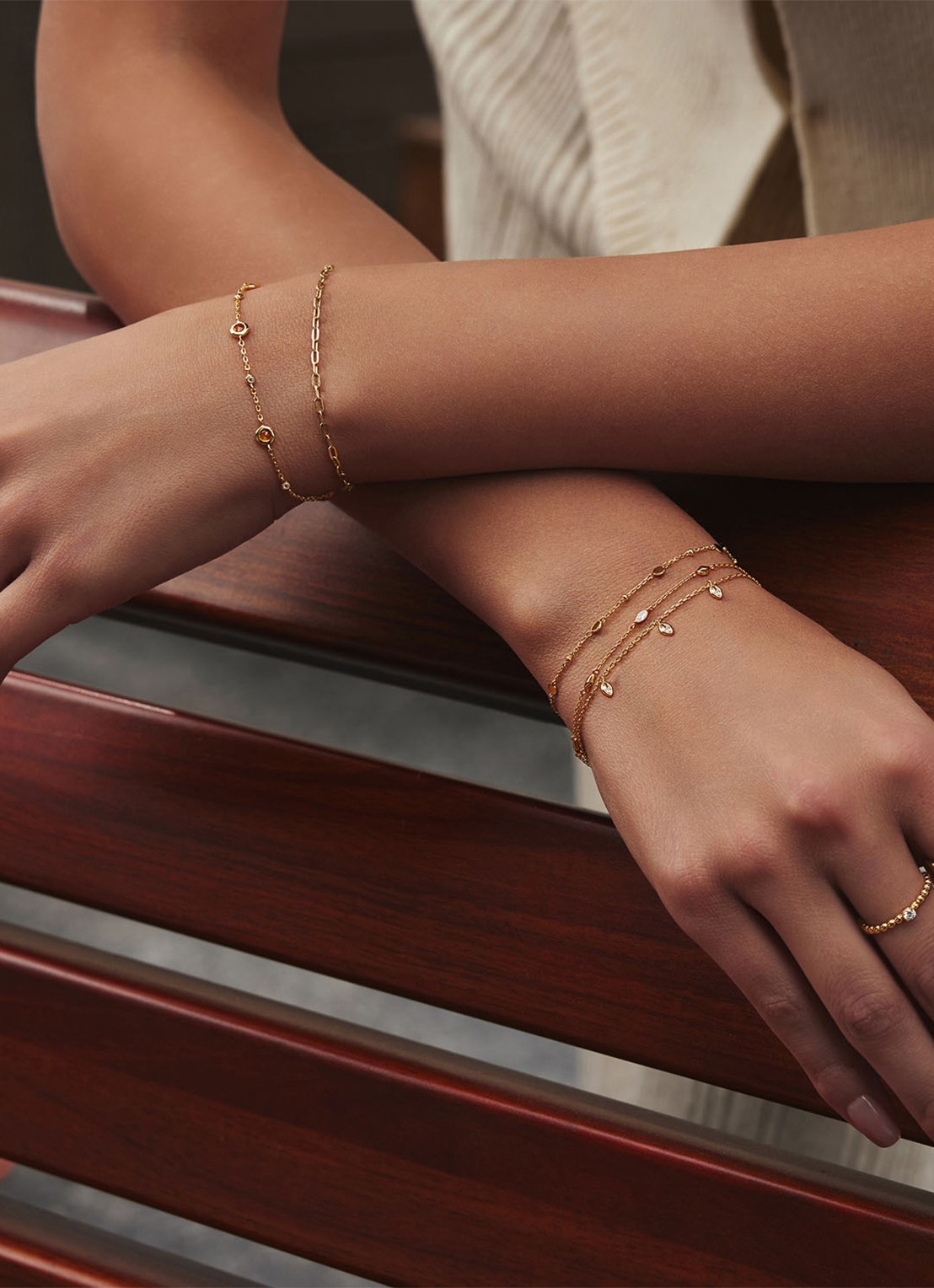 Ania Haie Nano Gem Station armband S verguld - voorkant 2 goud