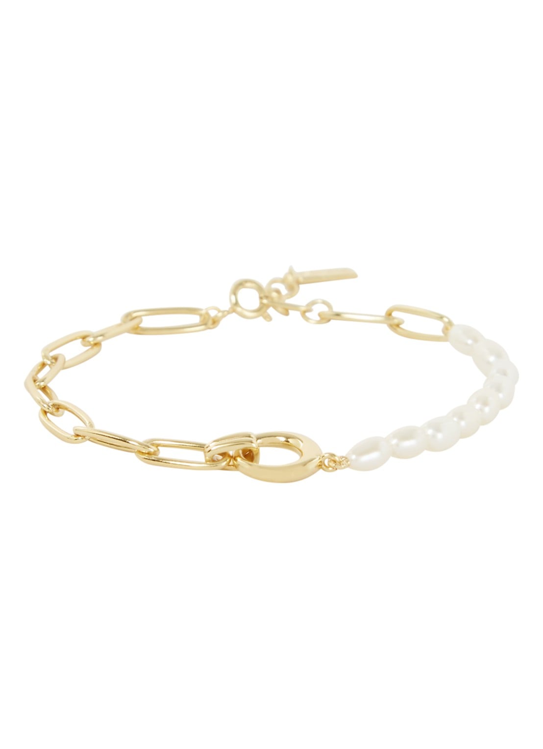 Ania Haie Pearl Chunky Link Chain armband verguld - voorkant goud