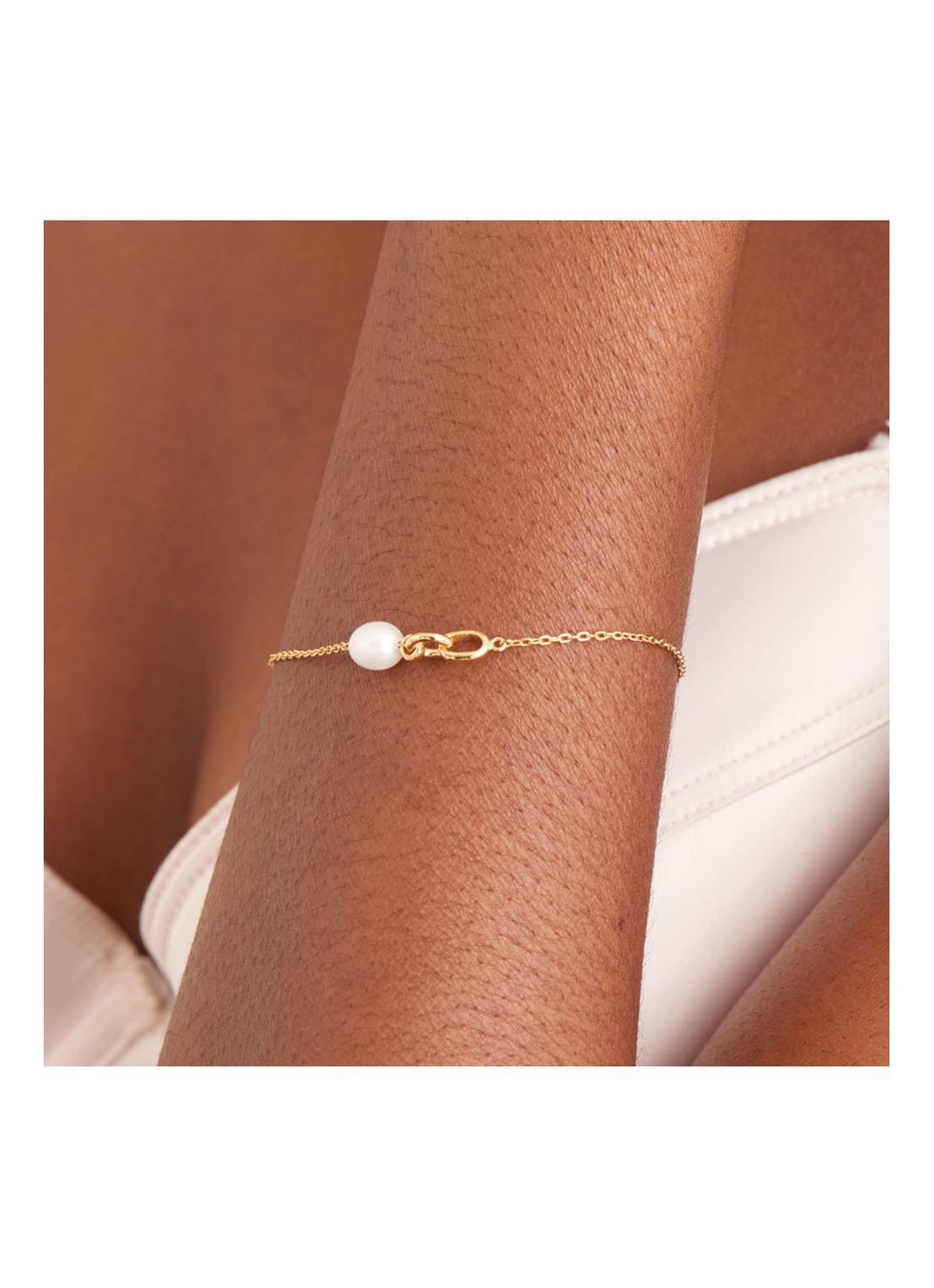 Ania Haie Pearl Link Chain armband verguld - detail goud