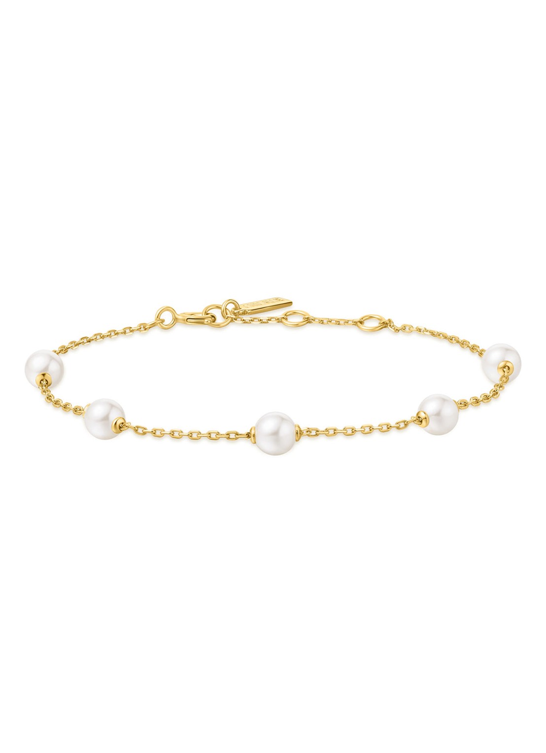 Ania Haie Pearl Station armband van zilver - voorkant goud