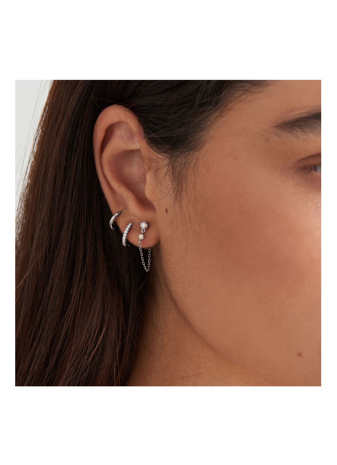 Ania Haie Sparkle Mini oorringen S van zilver met zirkonia - detail zilver