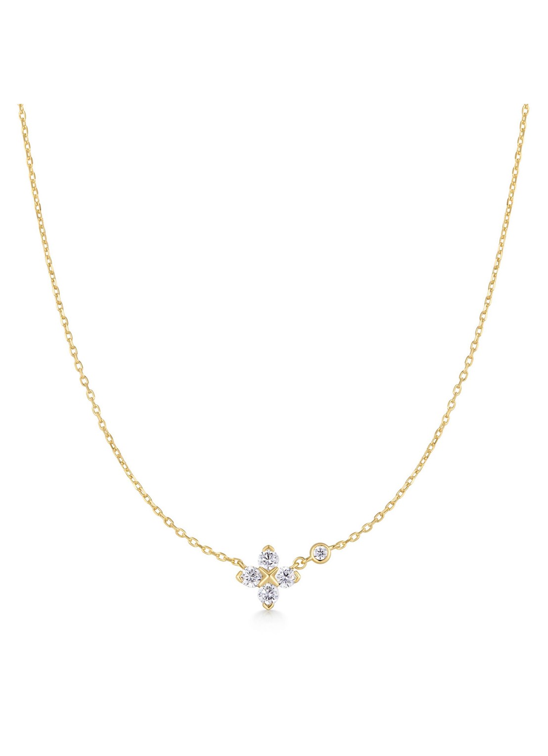 Ania Haie Sparkling Clover ketting S verguld  - voorkant goud
