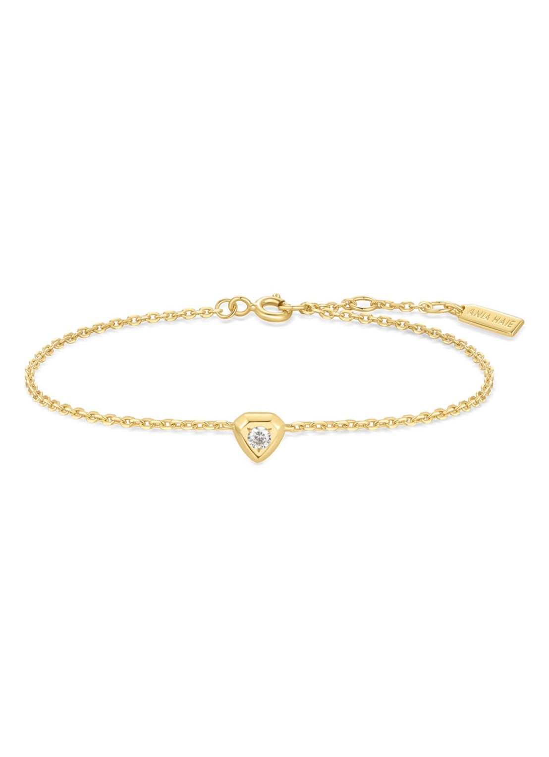 Ania Haie Sparkling Tiny Shield Br. armband S verguld - voorkant goud