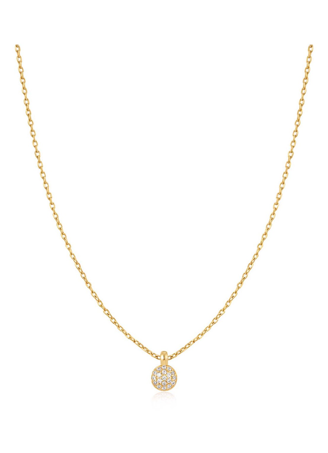 Ania Haie Sphere Pavé ketting M verguld - voorkant goud