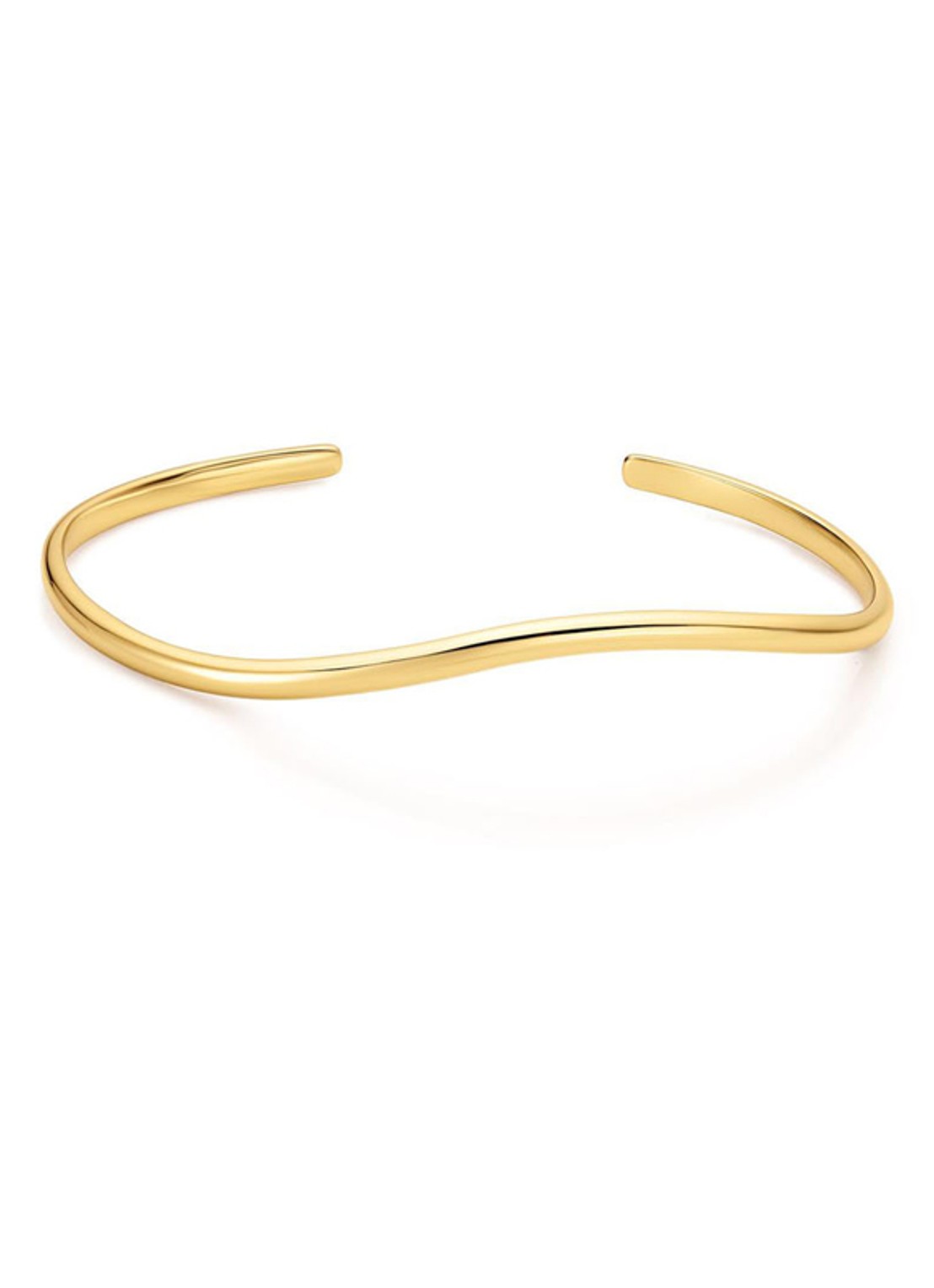 Ania Haie Wave Cuff bangle S verguld - voorkant goud