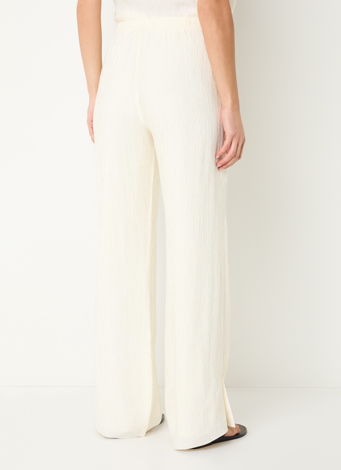 Anine Bing Aden high waist straight fit broek met structuur  - achterkant gebroken wit