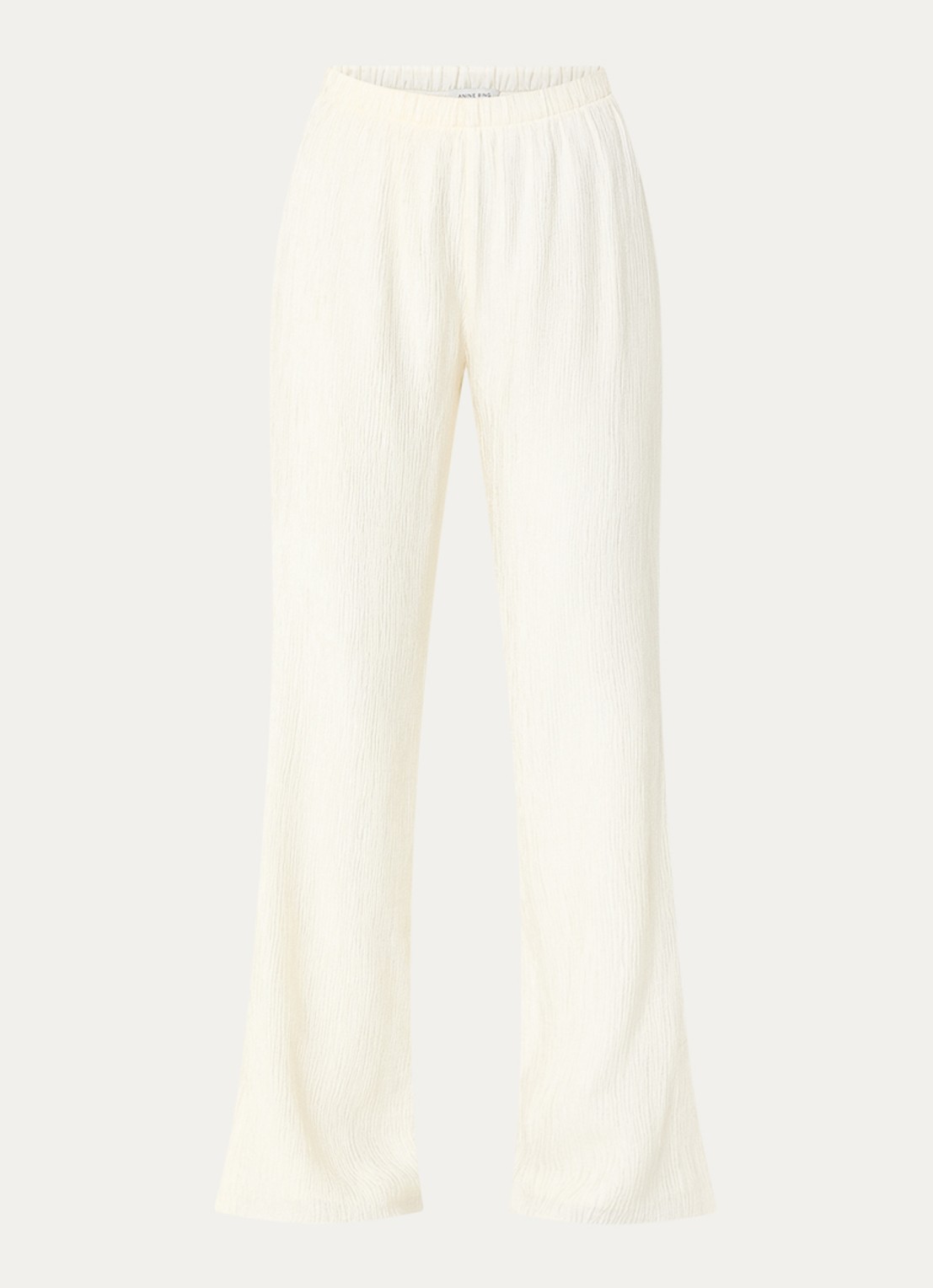Anine Bing Aden high waist straight fit broek met structuur  - voorkant 3 gebroken wit