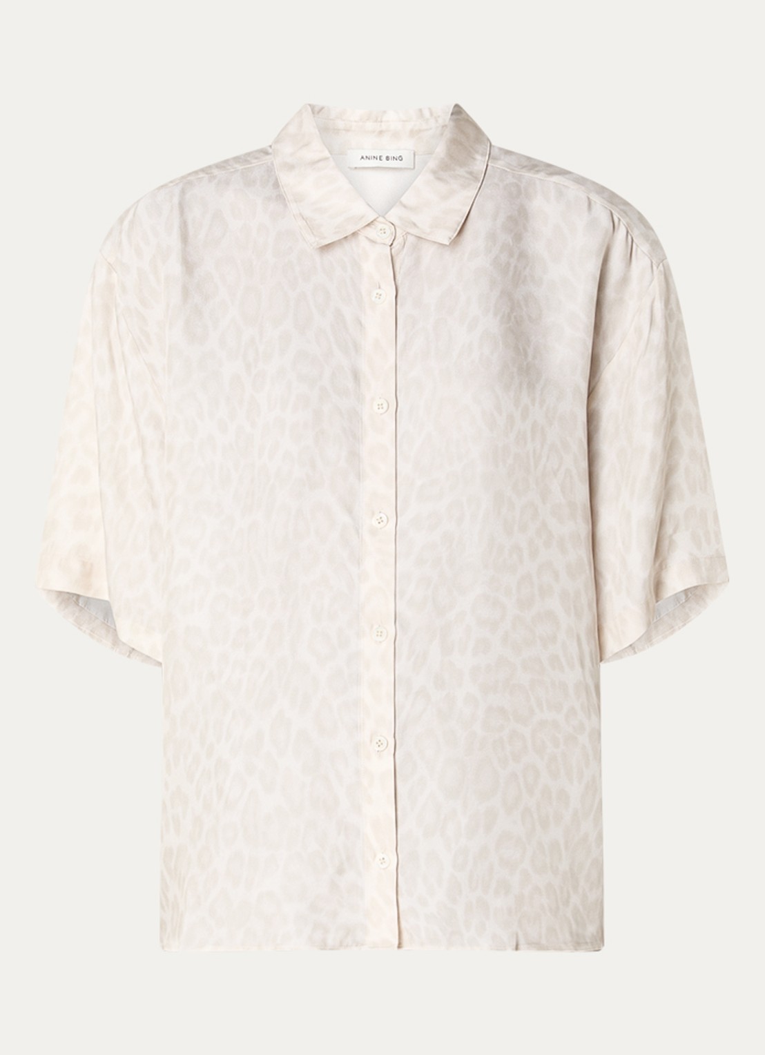 Anine Bing Blouse met panterprint - voorkant 2 beige