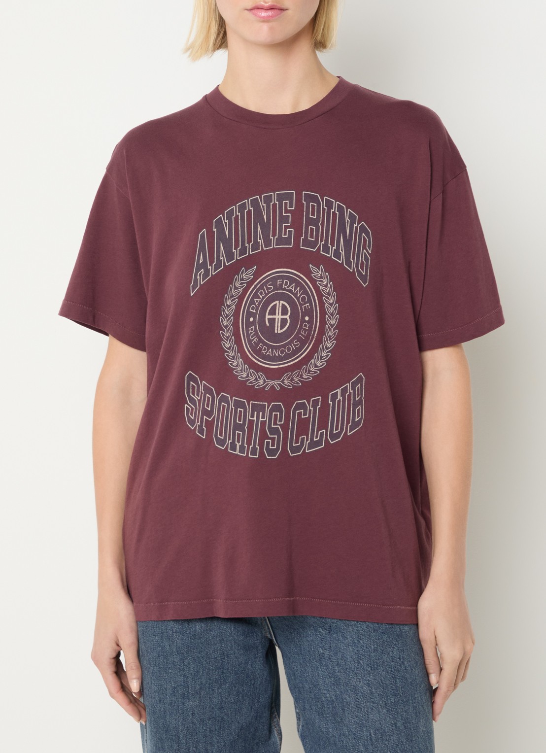 Anine Bing Cade T-shirt met gemêleerd dessin en logoprint - detail 4 bruin