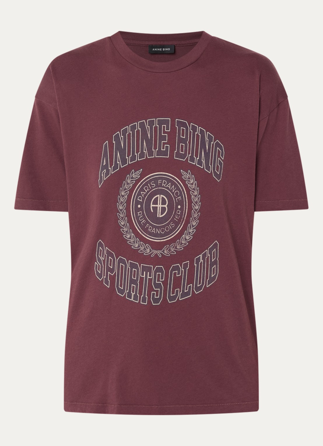 Anine Bing Cade T-shirt met gemêleerd dessin en logoprint - voorkant bruin