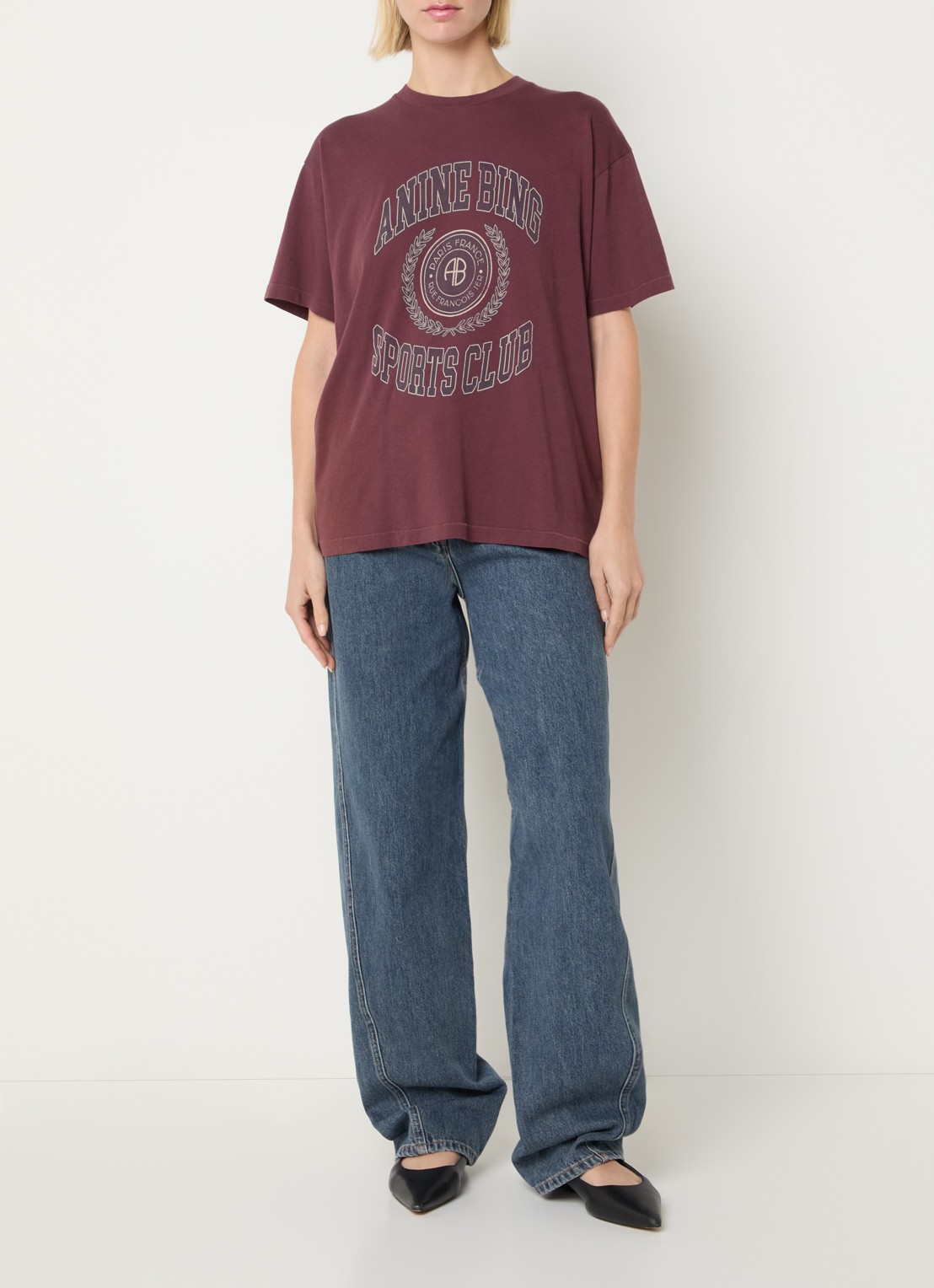 Anine Bing Cade T-shirt met gemêleerd dessin en logoprint - voorkant 2 bruin