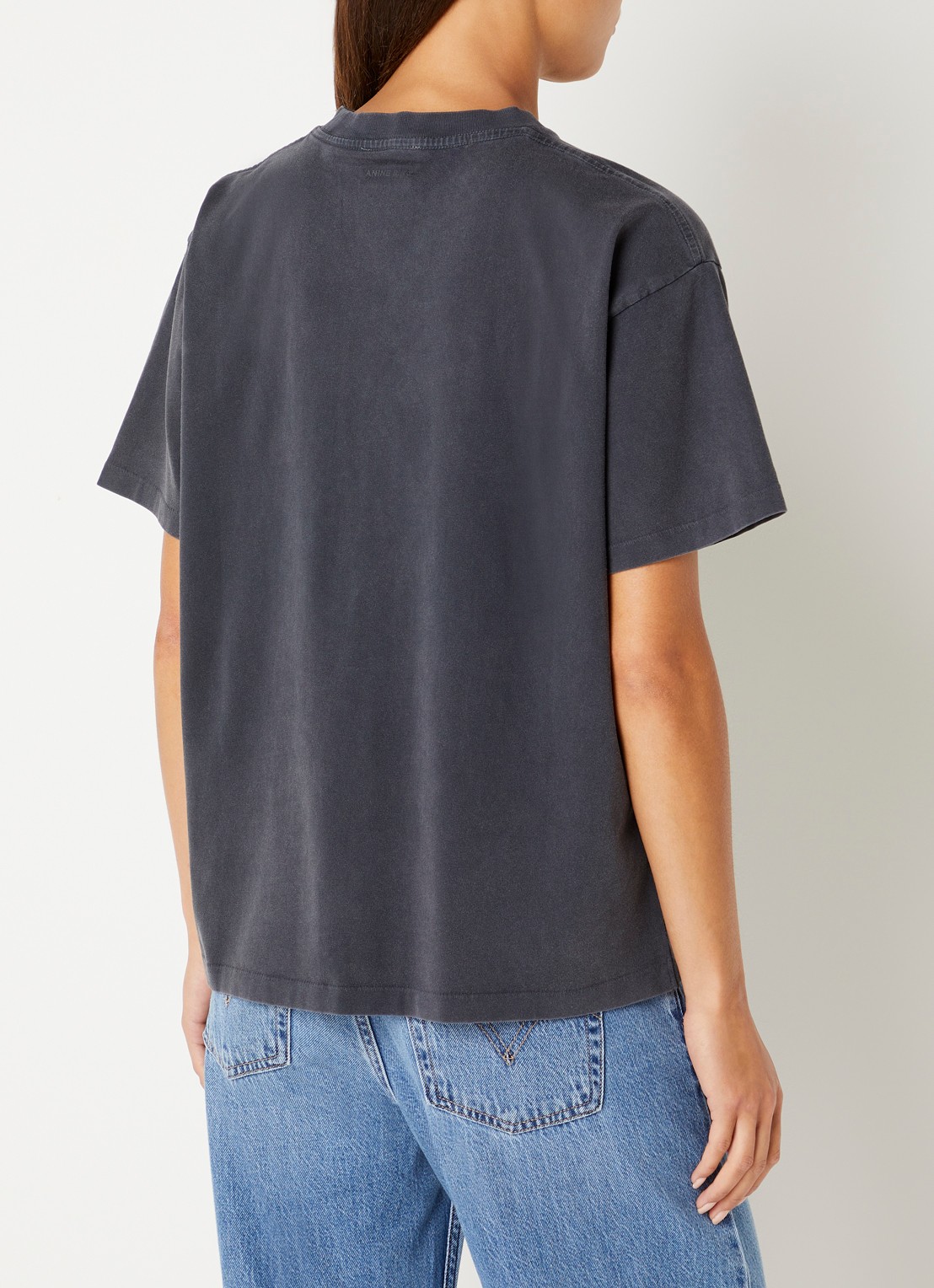 Anine Bing Cade T-shirt met logoborduring - achterkant 2 donkergrijs