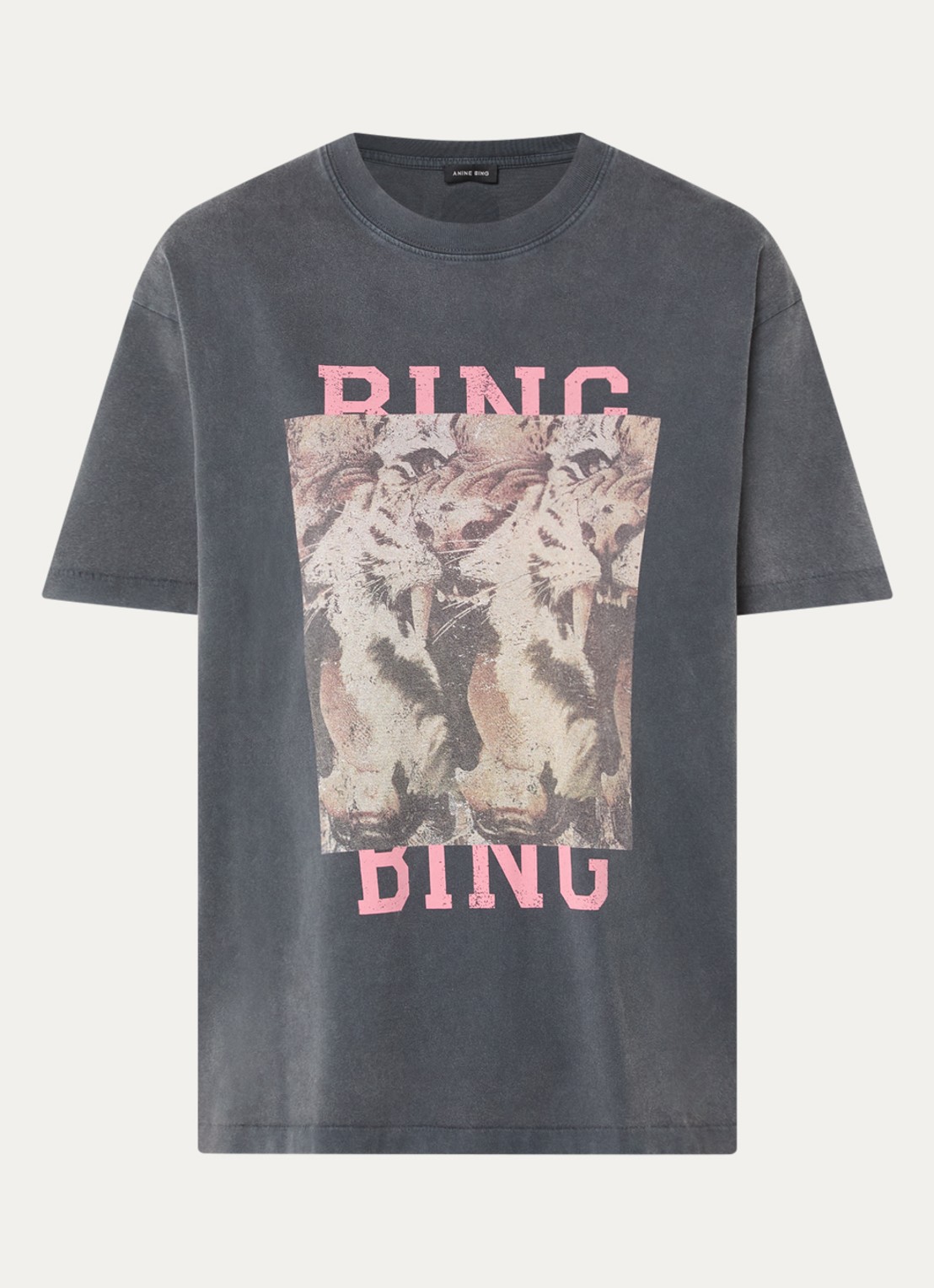 Anine Bing Cade T-shirt met logoprint en verwassen afwerking - voorkant 2 zwart