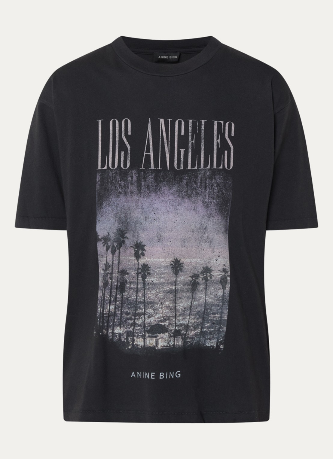 Anine Bing Cade T-shirt met logoprint en verwassen afwerking - voorkant 2 antraciet