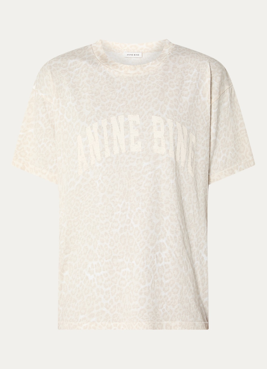 Anine Bing Cade T-shirt met panterprint - voorkant 3 beige