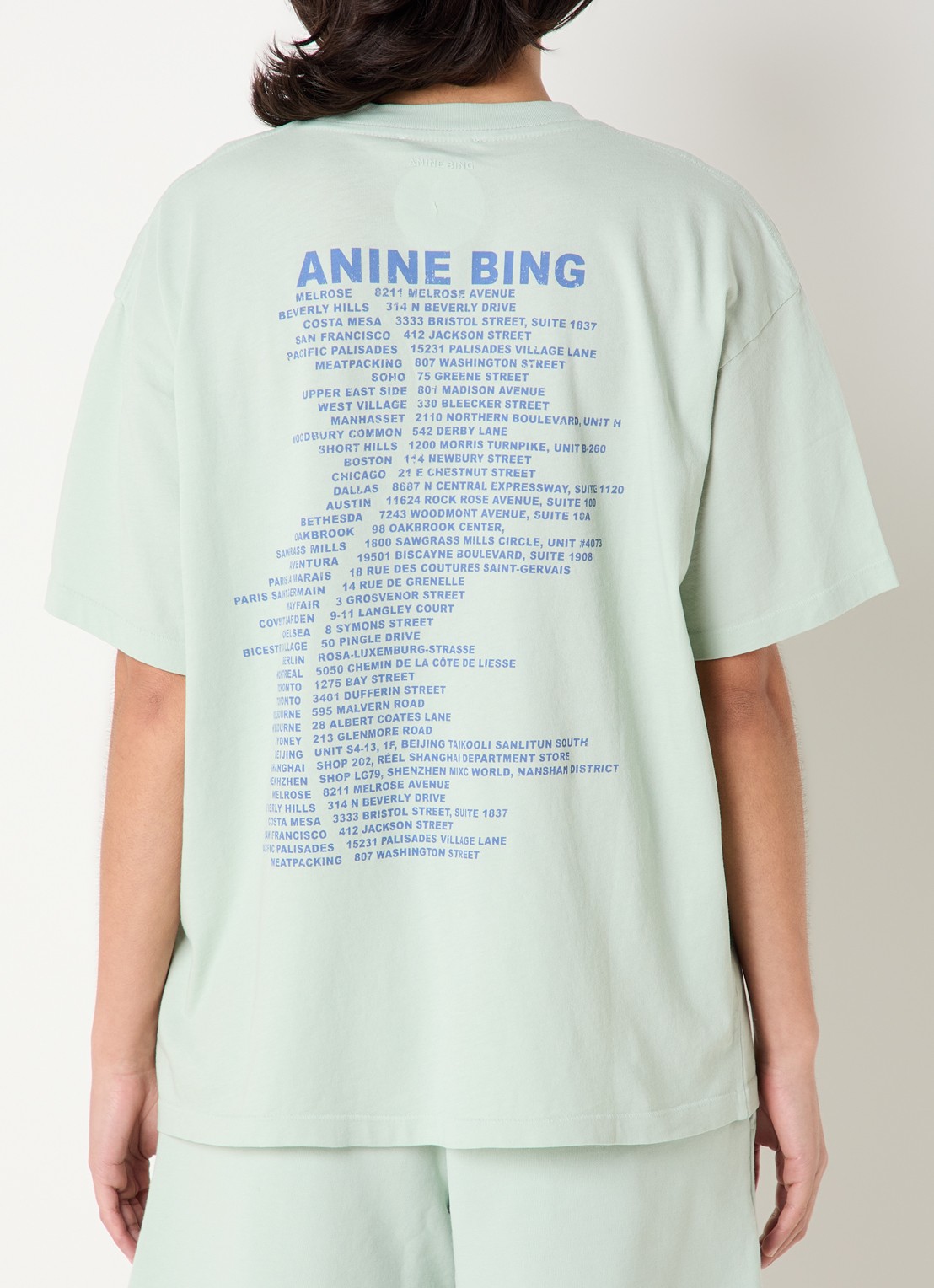 Anine Bing Cade T-shirt met print en logo  - detail 2 lichtgroen