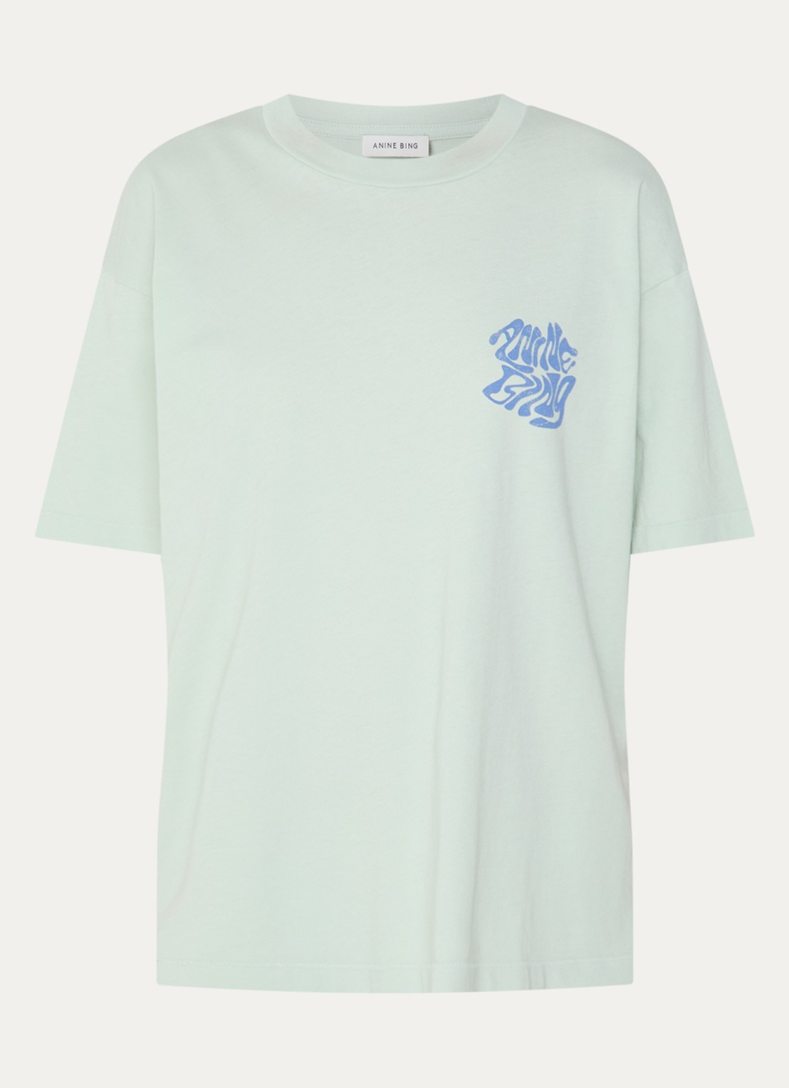 Anine Bing Cade T-shirt met print en logo  - voorkant 3 lichtgroen