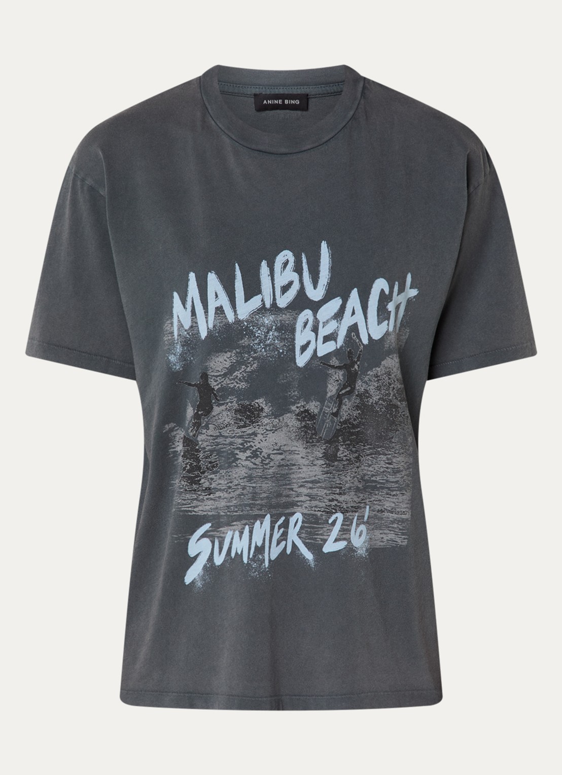 Anine Bing Cade T-shirt met print - voorkant 3 antraciet