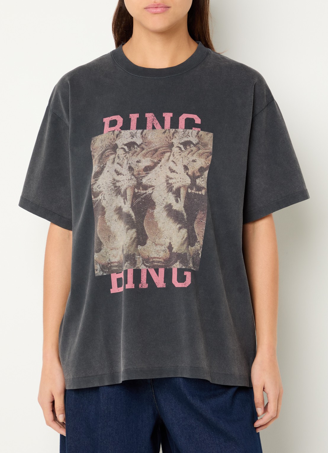 Anine Bing Cade T-shirt met print - detail donkergrijs