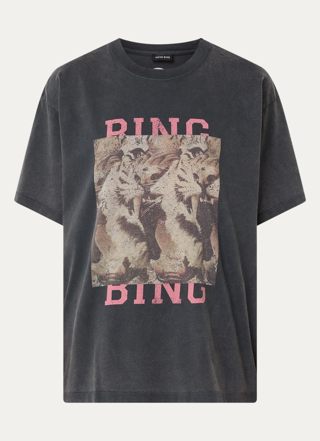 Anine Bing Cade T-shirt met print - voorkant 3 donkergrijs