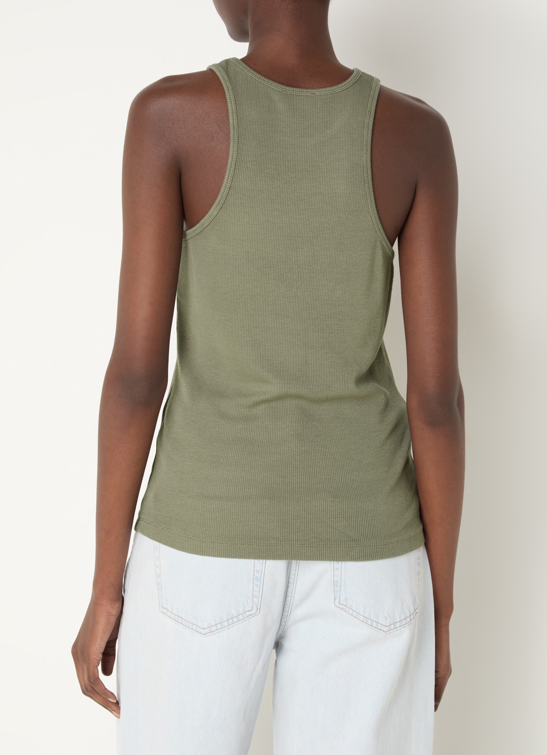 Anine Bing Cole tanktop met ribstructuur - achterkant 4 olijfgroen